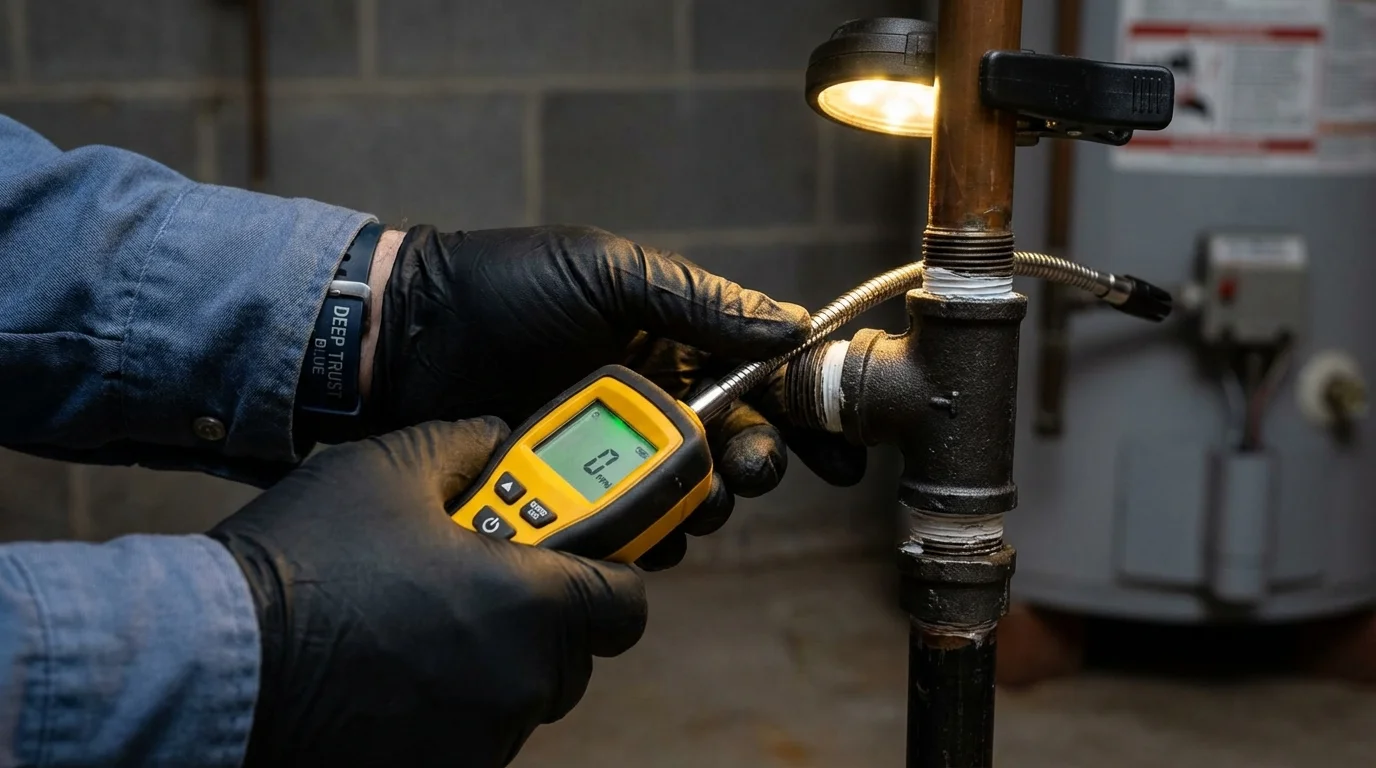 Gas leak detection with electronic sniffer by Johns Plumbing LLC in Roosevelt