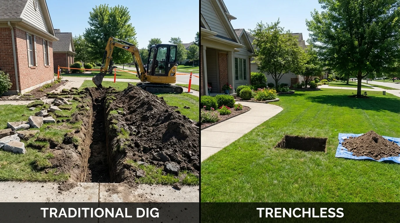 Trenchless sewer repair with minimal yard damage versus traditional excavation in Roosevelt, UT
